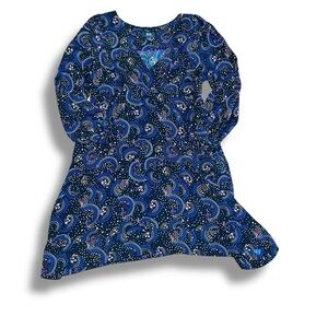 Anthropologie Maeve Black‎ Stars Paisley Dress Size 14 Blue Pink